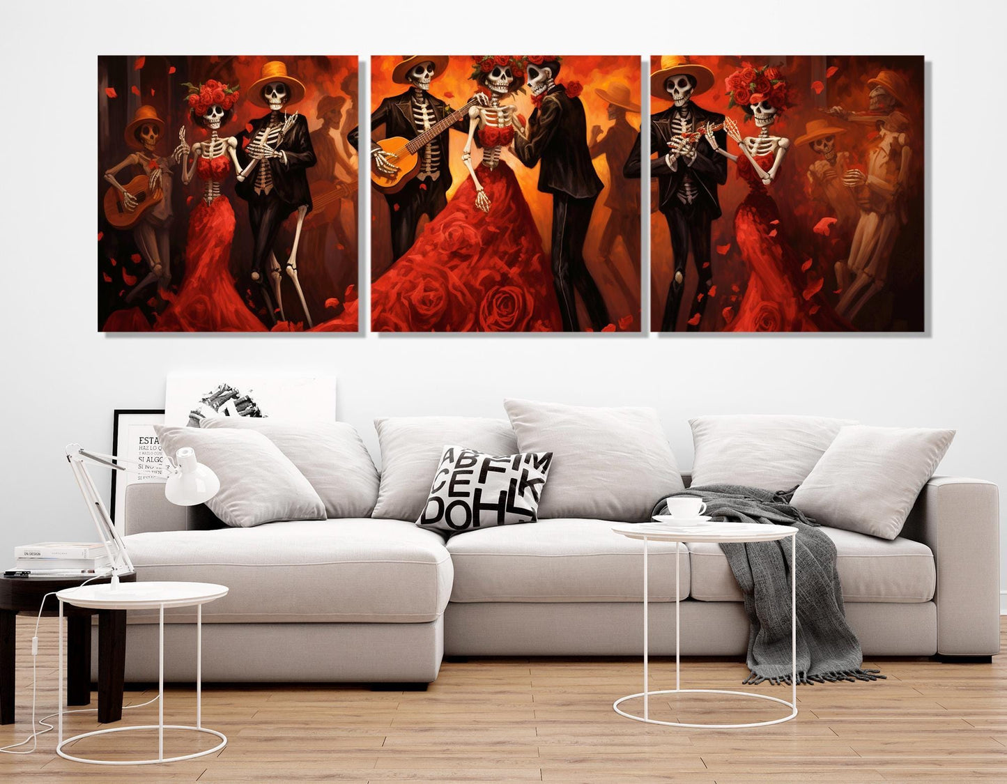 Day of the Dead Canvas – Large Skeleton Dance Print | Framed & Ready to Hang