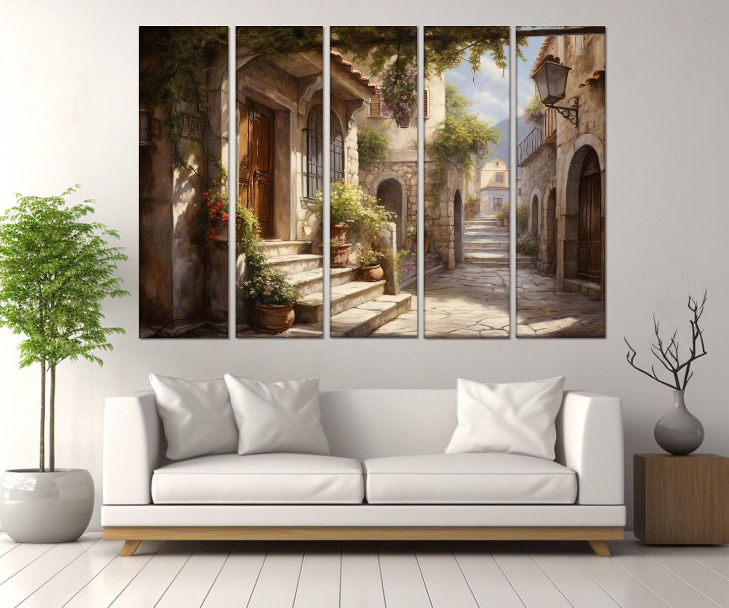 Italian Village Painting - Framed Canvas Print | Italy Wall Art Ready to Hang