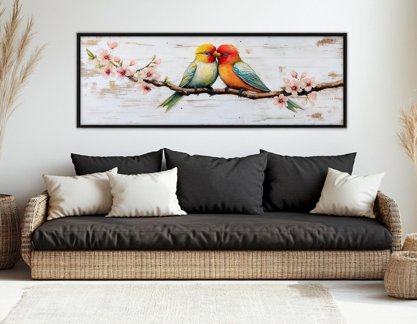 Lovebirds Canvas Print – Romantic Wall Art | Framed & Ready to Hang Bedroom Decor