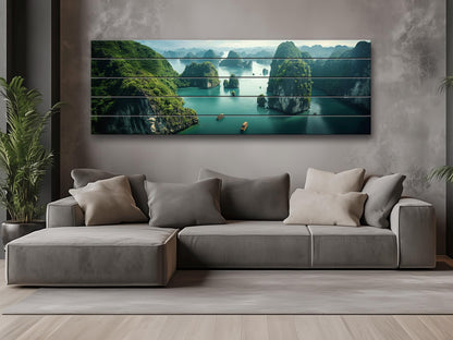 Vietnam Wood Wall Art – Large Hạ Long Bay Decor | Rustic Wood Wall Print