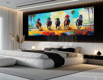 Horse Racing Canvas Print – Large Framed Wall Art | Ready to Hang Equine Decor