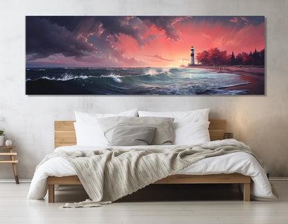 Michigan Lake Canvas Print – Scenic Lighthouse Wall Art | Framed & Ready to Hang