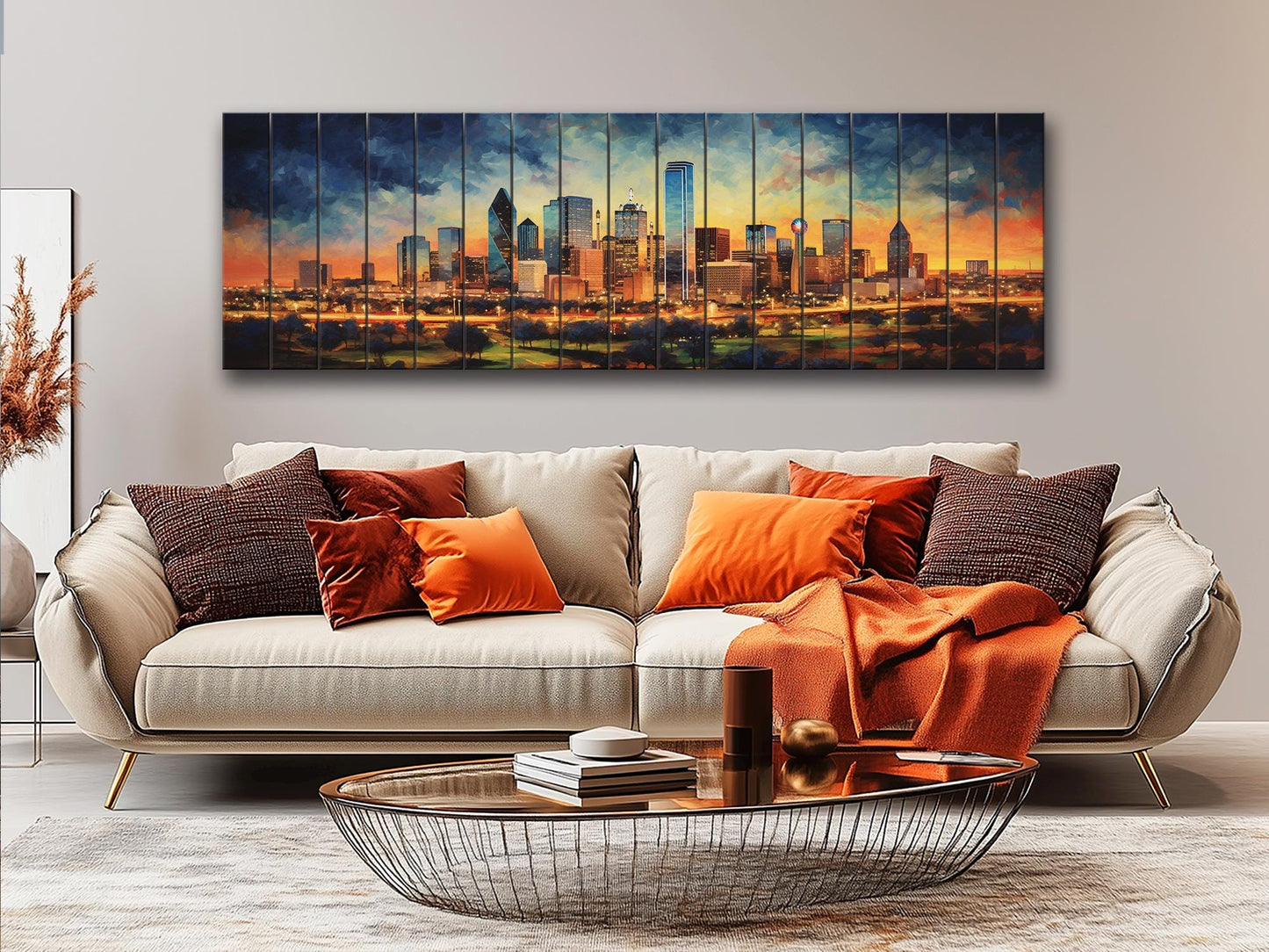 Dallas Wood Wall Art – Rustic Dallas Skyline Art | Abstract Wood Painting Decor