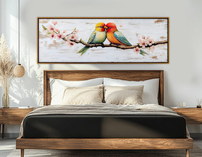 Lovebirds Canvas Print – Romantic Wall Art | Framed & Ready to Hang Bedroom Decor
