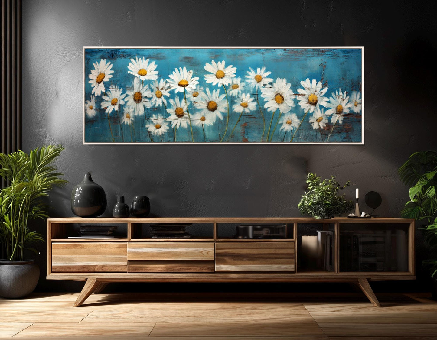 Daisy Canvas Print – White Daisy Painting Floral Wall Art | Ready to Hang