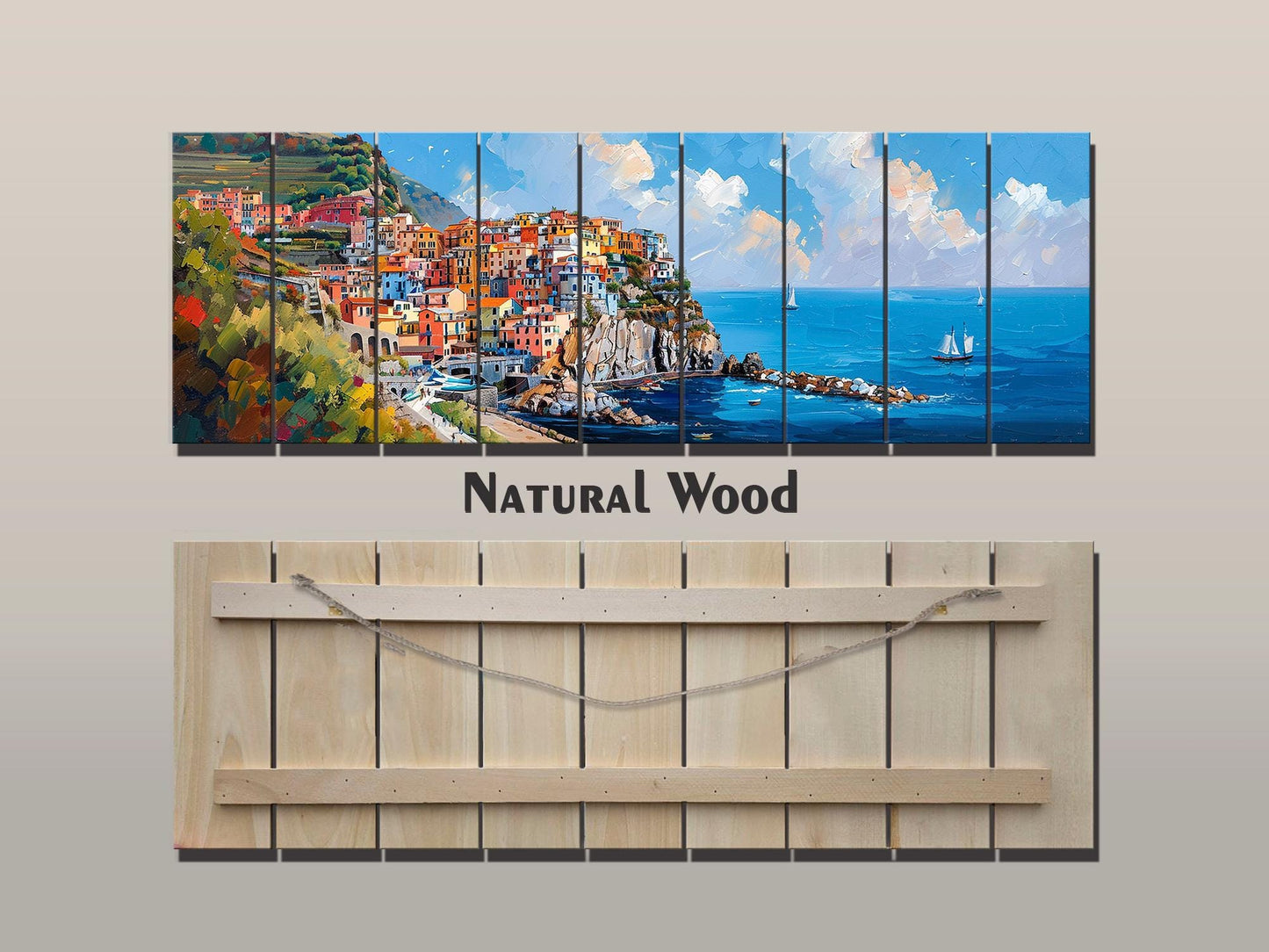 Cinque Terre Wall Art - Manarola Wood Print | Natural Wood Decor, Ready to Hang