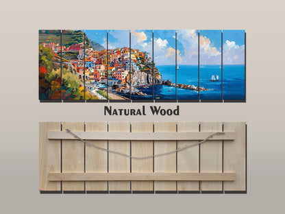Cinque Terre Wall Art - Manarola Wood Print | Natural Wood Decor, Ready to Hang