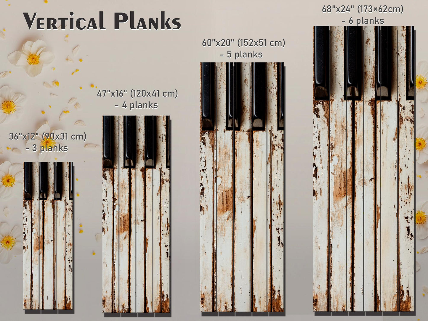 Rustic Wood Wall Art – Piano Keys Painting | Sepia Music Art, Musician Gift