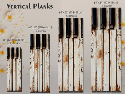 Rustic Wood Wall Art – Piano Keys Painting | Sepia Music Art, Musician Gift