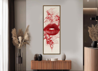 Red Lips Canvas | Modern Home Decor - Passionate Red Print Abstract Lips Poster