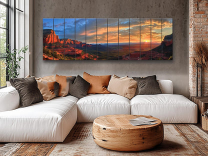 Red Rocks Wood Print – Arizona Wall Art | Rustic Desert Landscape Decor on Natural Wood
