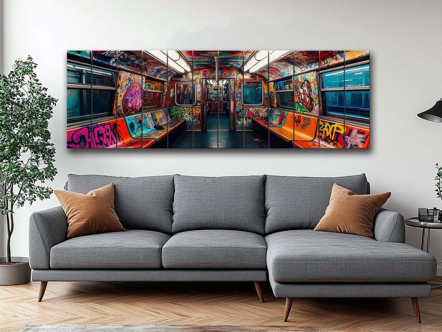 Wood Wall Art – Subway Graffiti Art on Wood Planks | Urban Wall Decor Ready to Hang