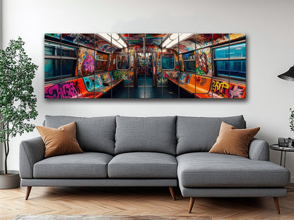 Wood Wall Art – Subway Graffiti Art on Wood Planks | Urban Wall Decor Ready to Hang