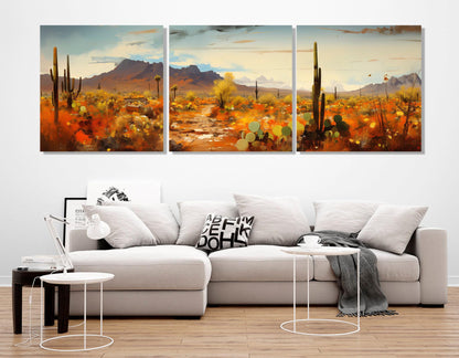 Arizona Desert Canvas | Sonoran Desert Art - Framed Cactus Wall Hanging Ready to Hang
