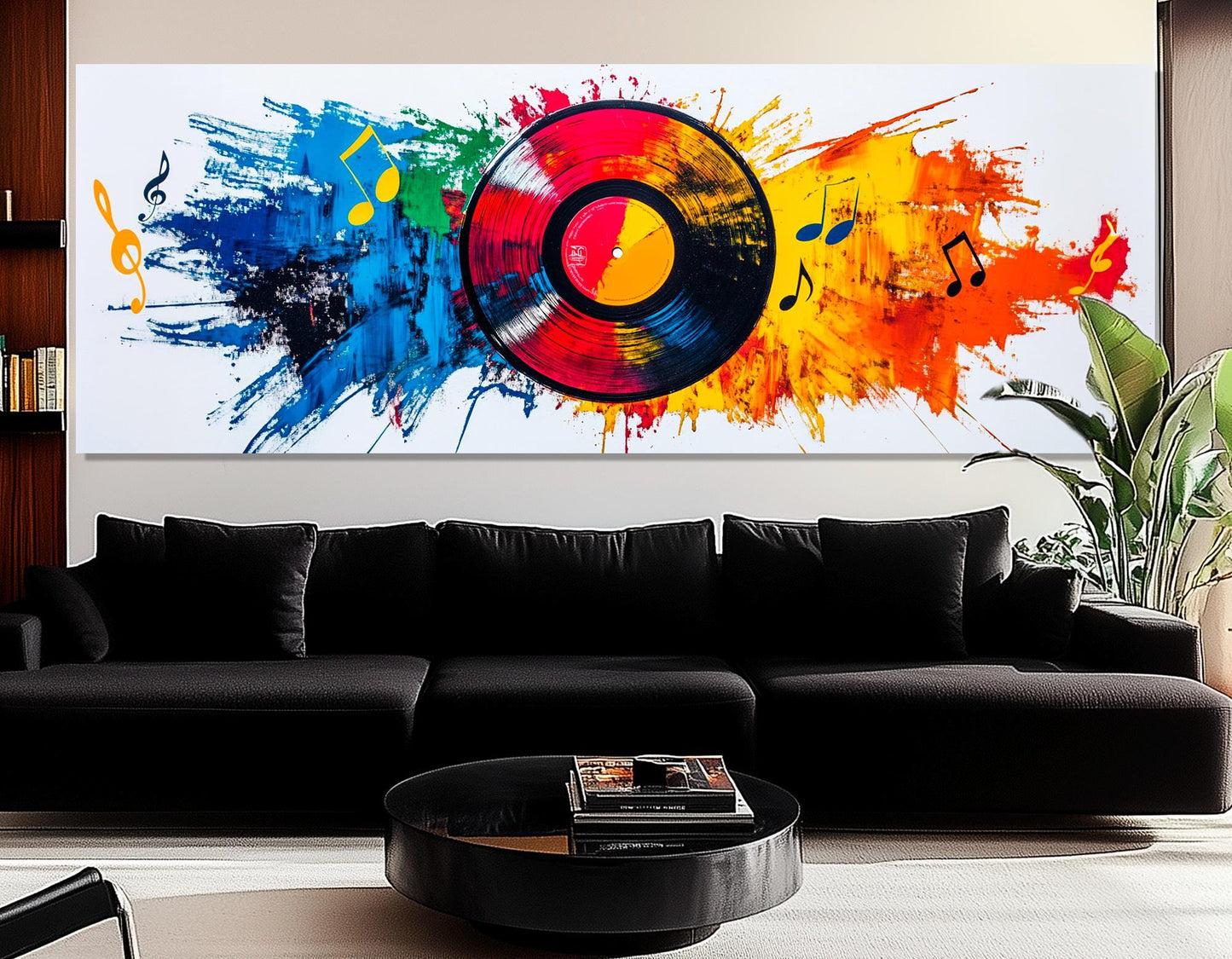 Phonograph Record Canvas Abstract Music Wall Art – Framed Canvas Print Ready to Hang
