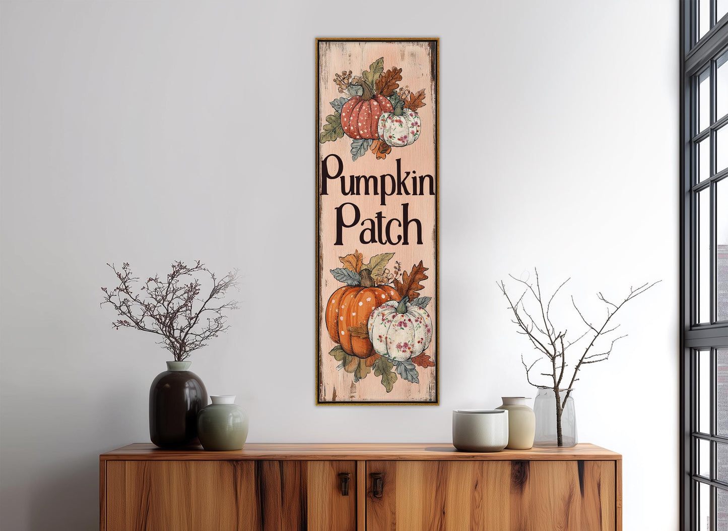 Pumpkin Patch Canvas Print – Rustic Fall Wall Art | Framed & Ready to Hang