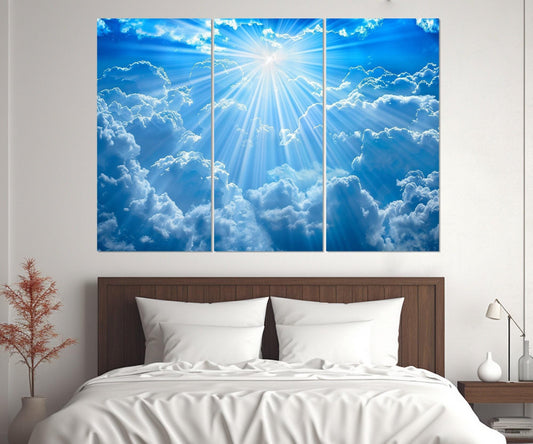 Sky Canvas Print – Heavenly Light Beams on Cotton Canvas, Ready to Hang Art
