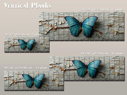 Blue Butterfly Wall Art – Rustic Wood Decor With Pastel Butterfly Print On Wood