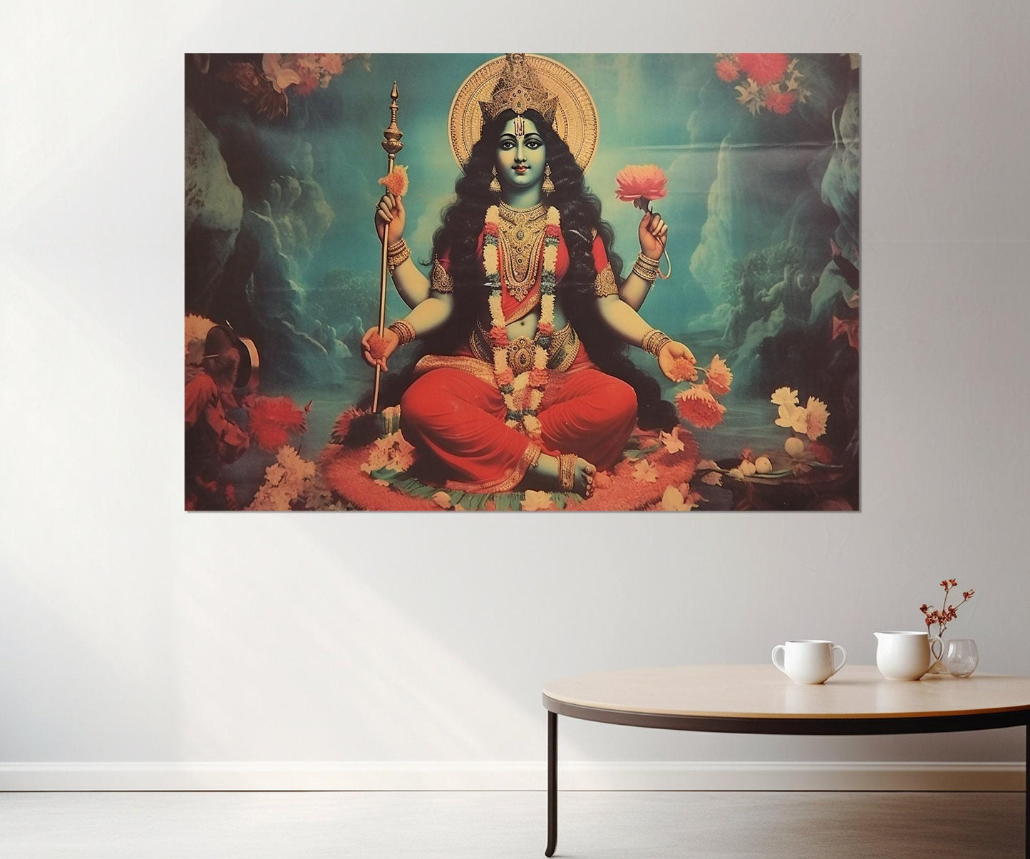 Mata Matangi - Indian Goddess Canvas Print, Vintage Indian Hindu God Painting, Indian Religious Wall Art, Framed and Ready to Hang