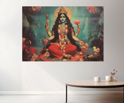 Mata Matangi - Indian Goddess Canvas Print, Vintage Indian Hindu God Painting, Indian Religious Wall Art, Framed and Ready to Hang