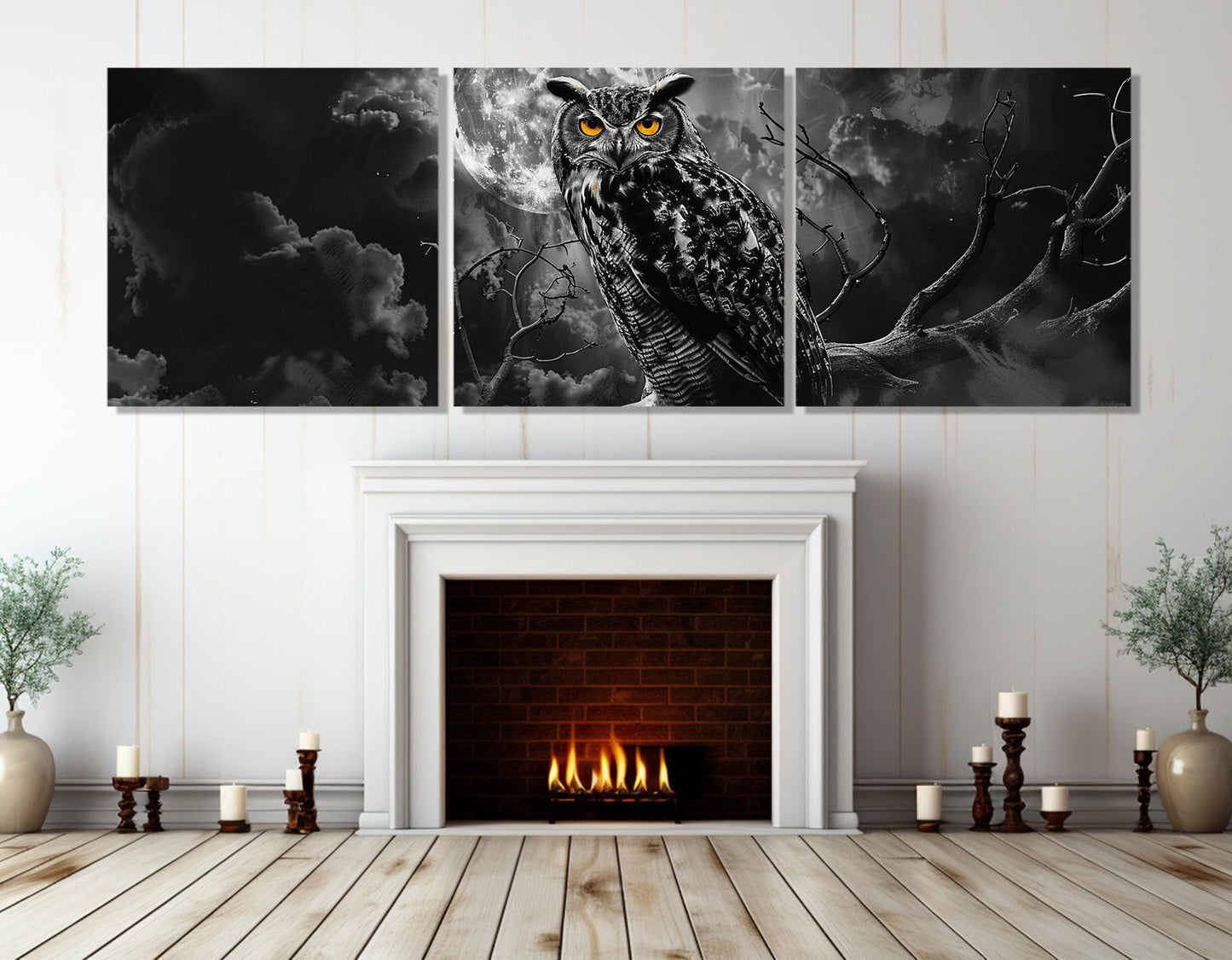 Owl Canvas Print – Large Abstract Owl Wall Art | Framed Ready to Hang