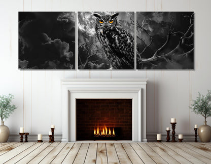 Owl Canvas Print – Large Abstract Owl Wall Art | Framed Ready to Hang