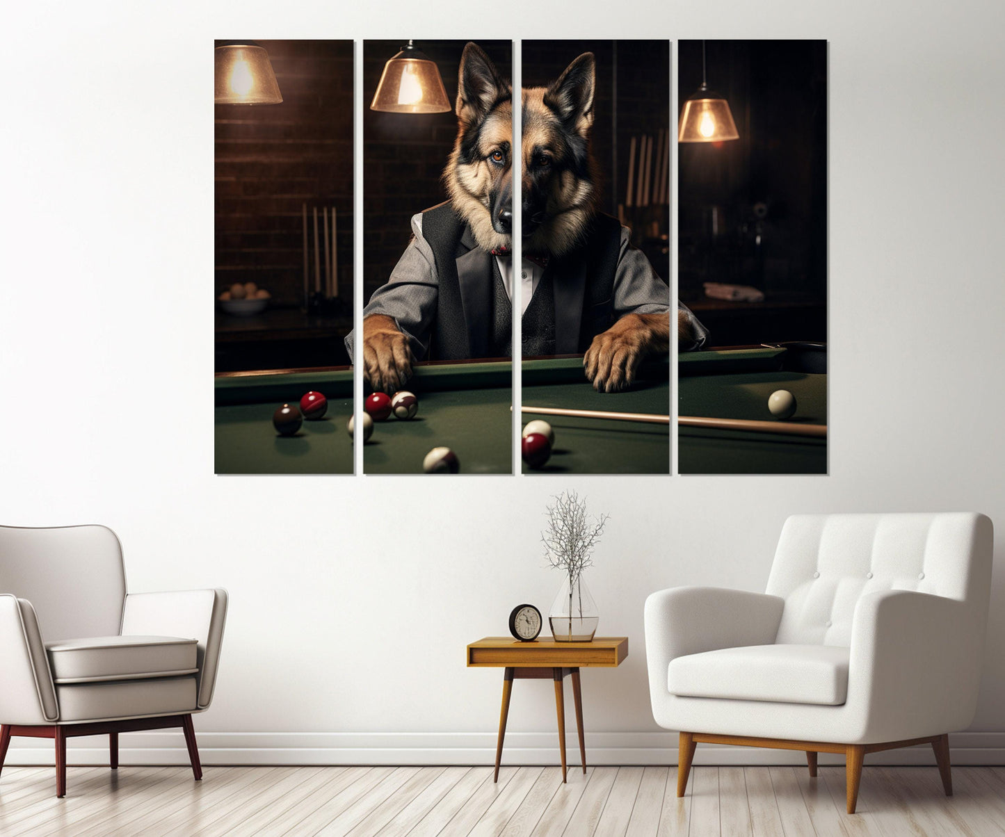 Billiards Canvas Print – Shepherd Playing Billiards Wall Art | Ready to Hang Framed Canvas