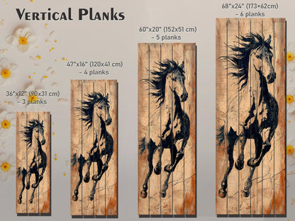Rustic Wood Wall Art – Wild Horse Silhouette | Farmhouse Wall Decor, Western Style