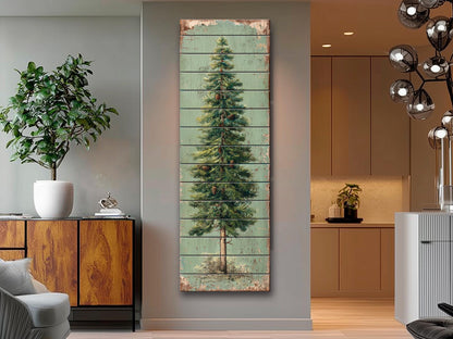 Rustic Wood Wall Art - Stylized Pine Tree Wall Print | Cozy Cabin Decor
