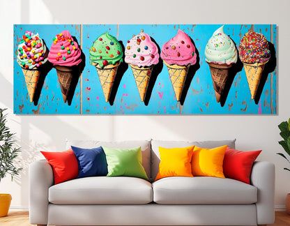 Abstract Ice Cream Canvas – Framed Canvas Print | Ready to Hang Kitchen Wall Decor