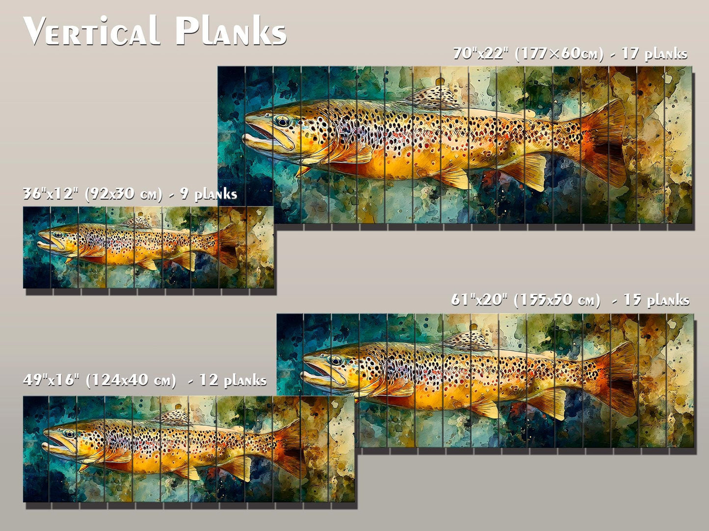 Brown Trout Wood Print - Rustic Fishing Wall Art | Handcrafted Linden Wood Artwork