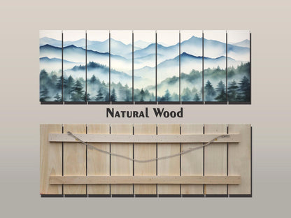 Misty Forest  Print On Natural Wood - Nature Wall Art