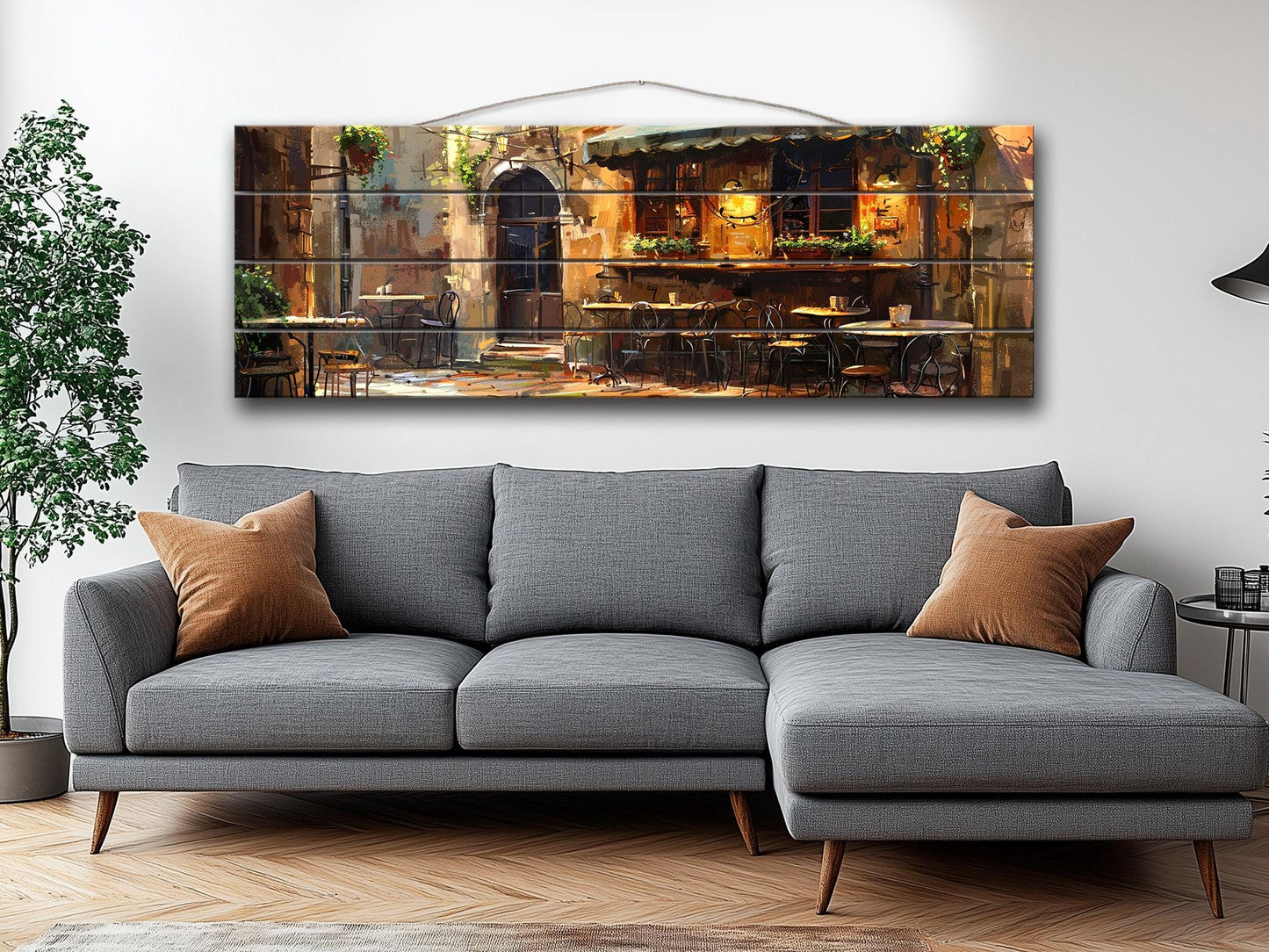 Italian Bistro Wall Art – Rustic Wood Plank Art | Scenic Italy Wood Print
