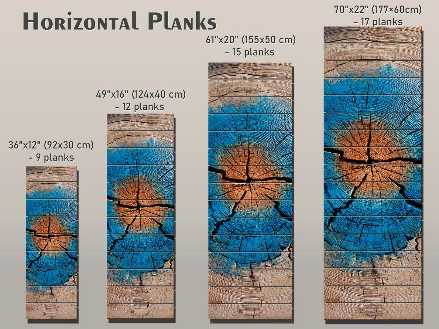Tree Trunk Wall Art – Rustic Wood Decor With Blue Brown Rings & Natural Texture