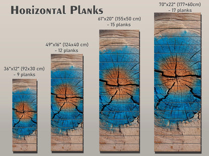 Tree Trunk Wall Art – Rustic Wood Decor With Blue Brown Rings & Natural Texture