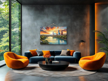 Wood Wall Art - Abstract Austin Painting Printed on Wood, Austin Wall Art, Austin Bridge Poster, Austin Skyline on Wood, Austin Wall Decor