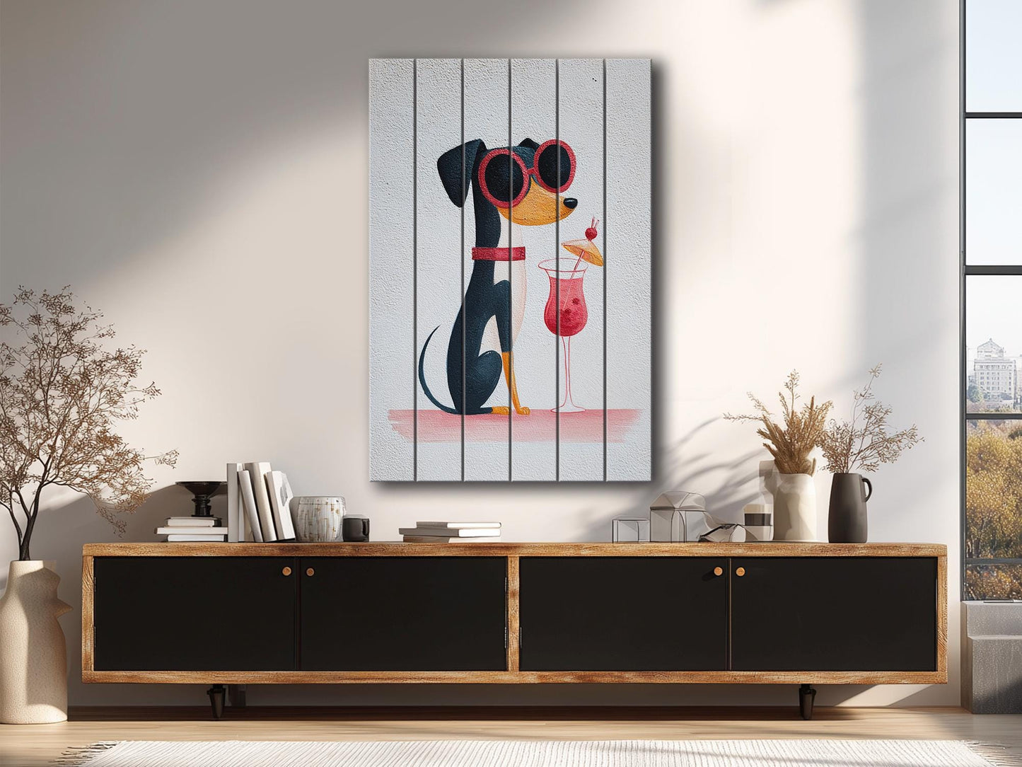 Dog Wood Wall Art – Minimalist Wooden Animal Print | Rustic Farmhouse Decor