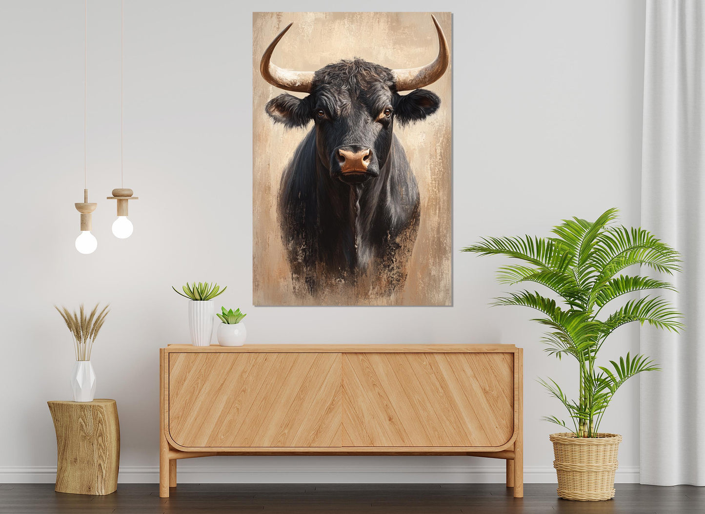 Black Cow Canvas Print – Rustic Cow Wall Art | Farmhouse Wall Decor, Ready to Hang