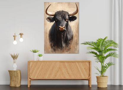 Black Cow Canvas Print – Rustic Cow Wall Art | Farmhouse Wall Decor, Ready to Hang