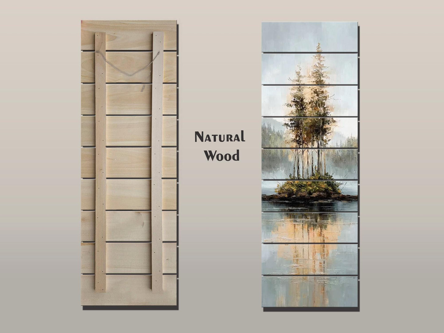 Rustic Wood Wall Art – Scenic Wood Landscape Print With Natural Texture