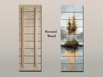Rustic Wood Wall Art – Scenic Wood Landscape Print With Natural Texture