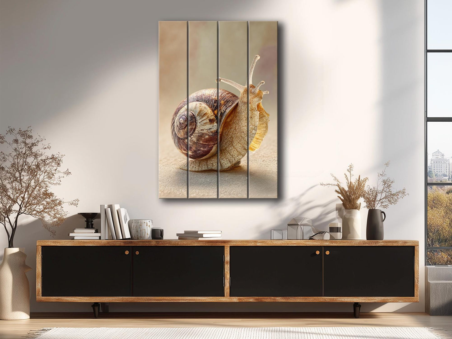 Snail Painting Wood Art – Whimsical Animal Print, Rustic Wood Wall Decor | Eco Friendly