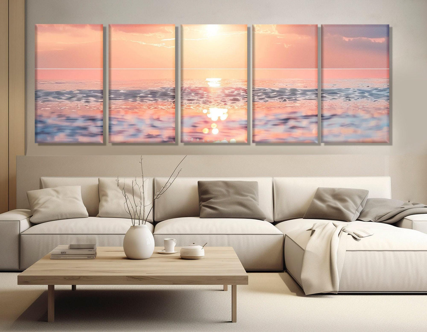Scenic Sunset over the Ocean Canvas Print, Coastal Wall Art, Framed and Ready to Hang
