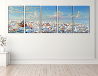 Beach Canvas Print – Framed Sea Shell Wall Art | Ready to Hang Scenic Coastal Artwork