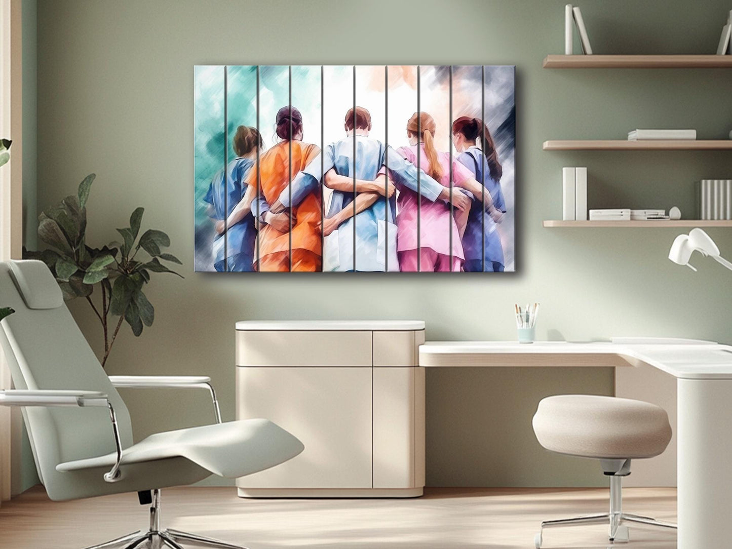 Doctors Wall Art – Modern Hospital Wall Decor on UV Printed Wood Planks