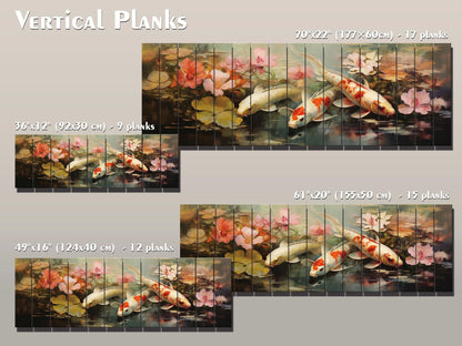 Koi Fish Wood Art | Wood Plank Art Featuring Soothing Koi Fish Painting