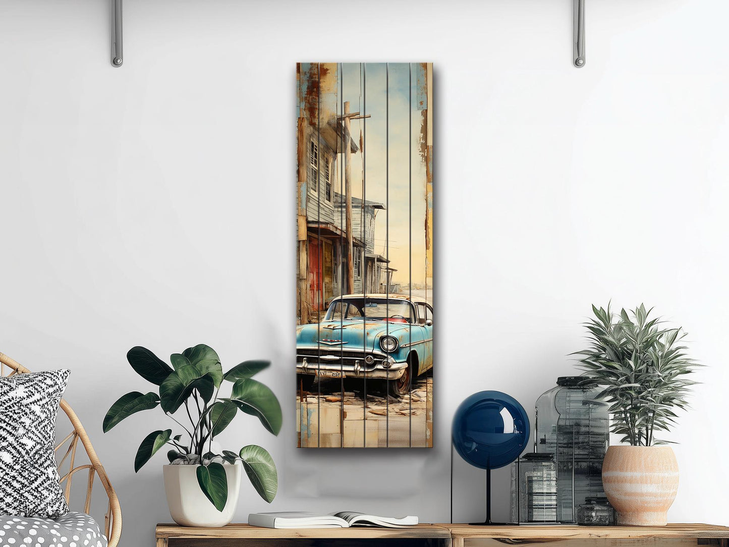 Vintage Cuba Print - Rustic Wood Wall Art on Natural Wooden Planks, Ready to Hang