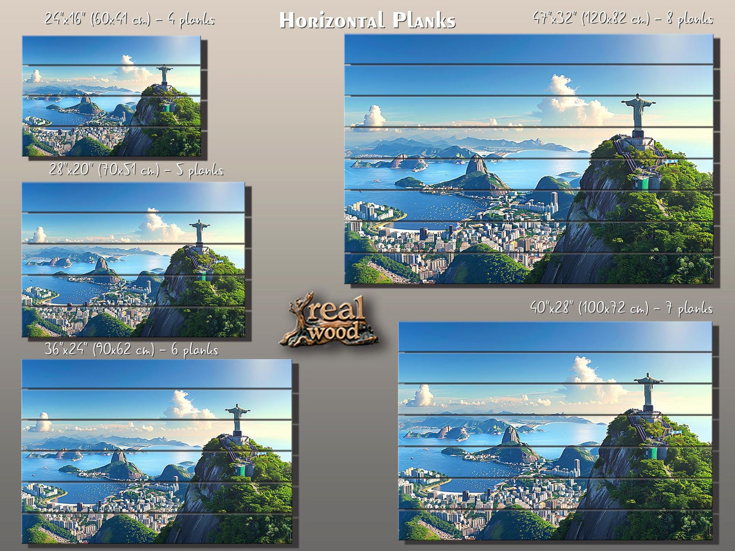 Rio De Janeiro Wall Art - Rustic Wood Plank Artwork Featuring Christ the Redeemer
