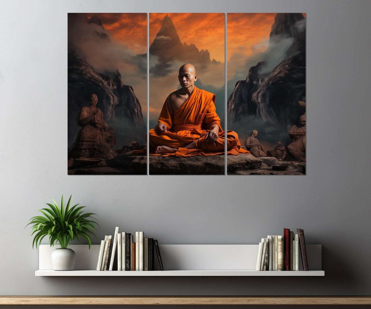 Buddhist Monk Canvas – Meditation Wall Art | Shaolin Wall Art Framed Print