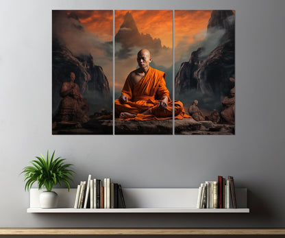 Buddhist Monk Canvas – Meditation Wall Art | Shaolin Wall Art Framed Print
